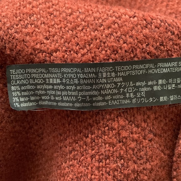 Zara Knit rusty red cardigan with faux fur hood - Picture 7 of 7